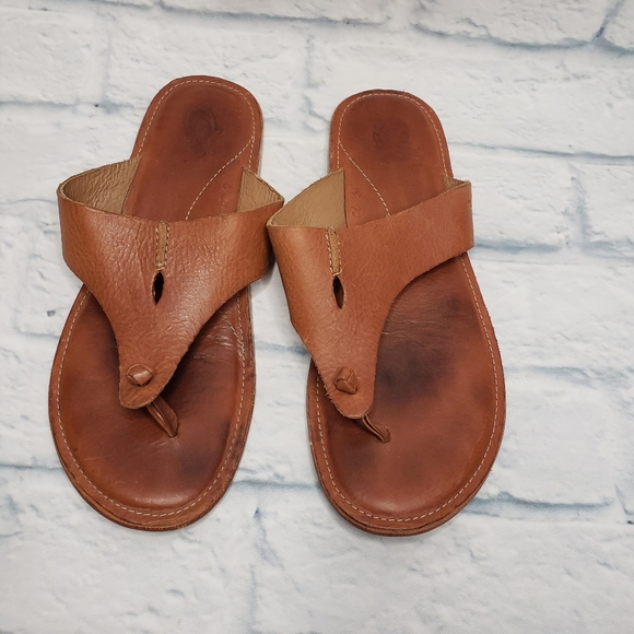 Olukai Hema Brown T-Strap Sandals size 6 - Picture 1 of 4